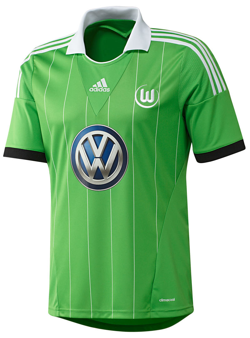 WOLFSBURG VF Adidas Football Jersey Shirt Away Men Green 2013 14 | eBay