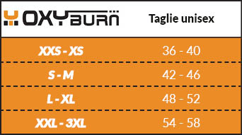 Tabella taglie e misure Intimo Tecnico pantalone leggings Originale Oxyburn Born2 Running Uomo Nero
