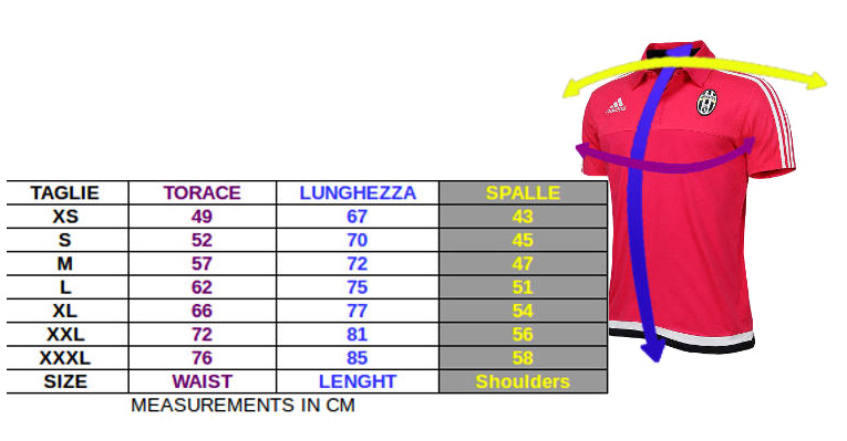 Tabella taglie e misure Polo ITALIA FIGC adidas Cotone uomo Ufficiale DNA EURO 2024 Bianco