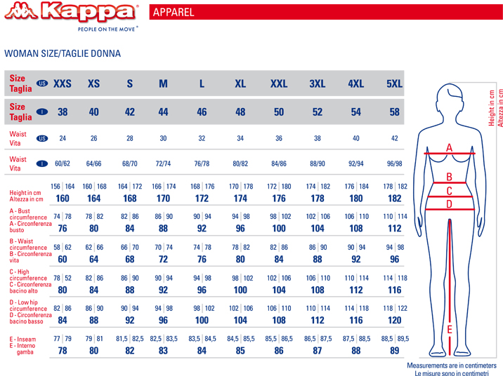 Kappa Size Chart Women S