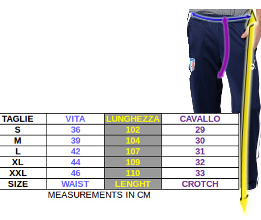Tabella taglie e misure Pantaloni Tuta ACM MILAN Puma Sweat CASUALS con tasche a zip Cotone Felpato Uomo 2023 24 Blue Third
