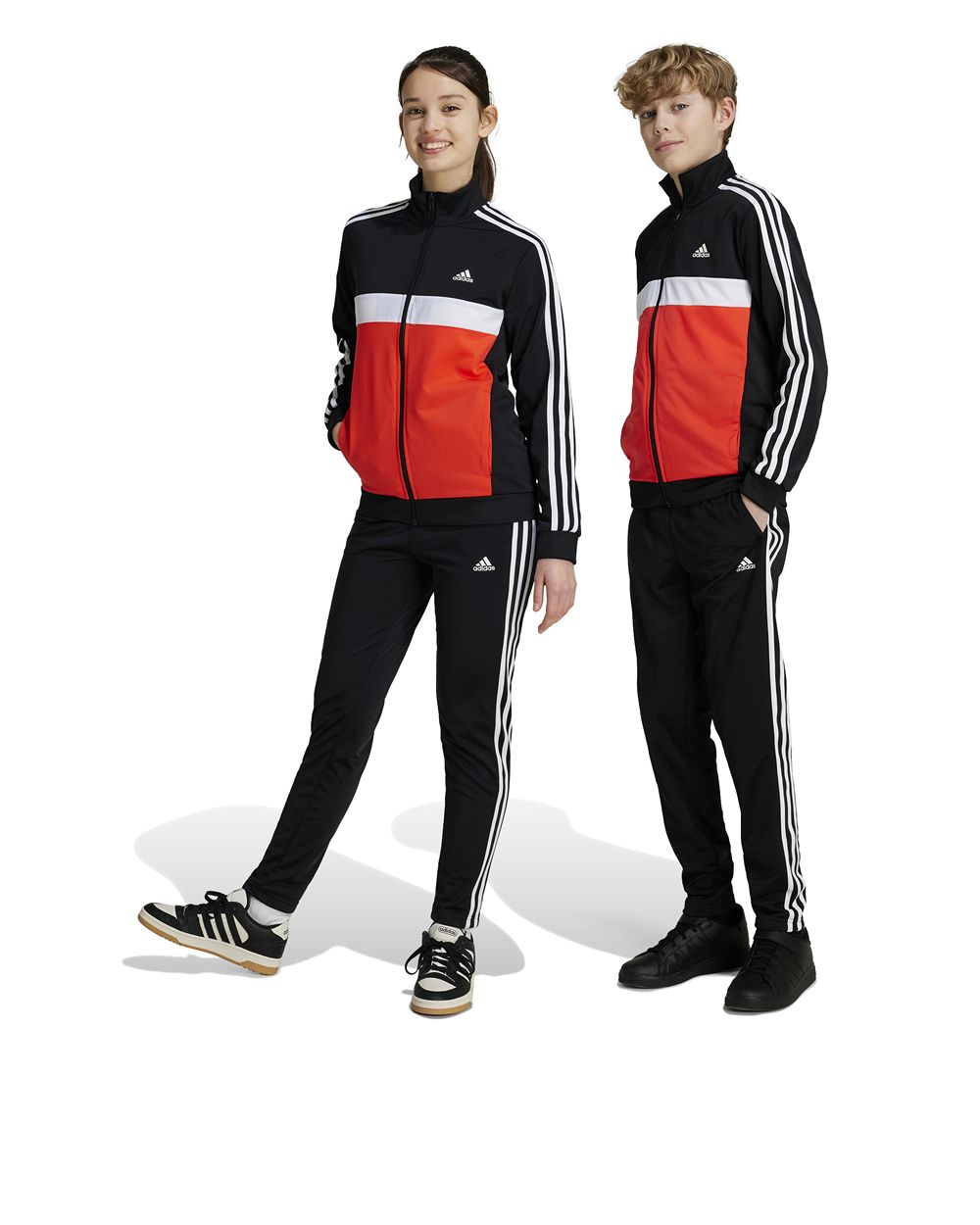 Adidas Essentials 3 Stripes Tiberio Red Boys Suit Complete Tracksuit