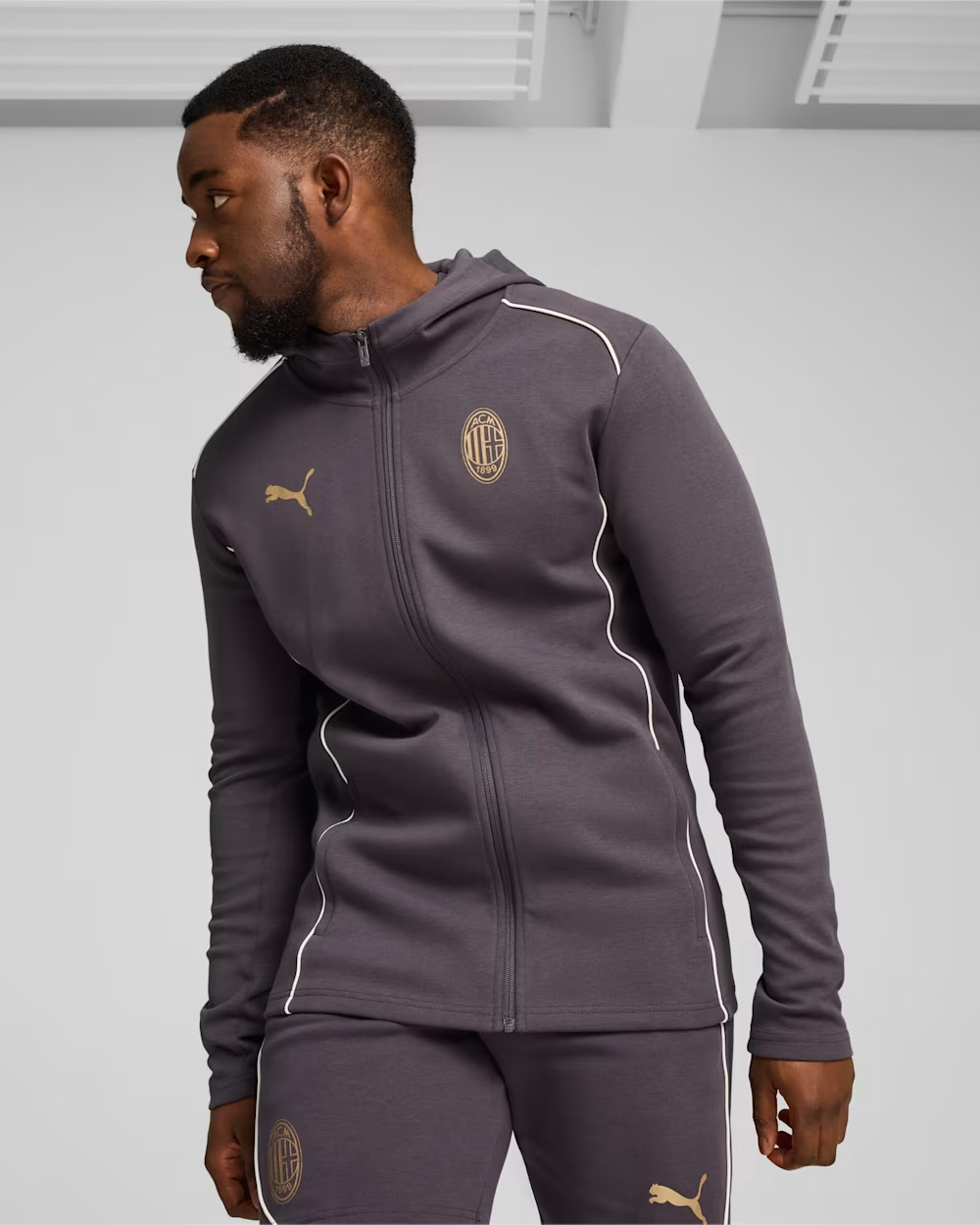 Ac Milan Puma Giacca tuta Grigio Cotone 2024 25 Casuals HD FZ - Imagen 9 de 13