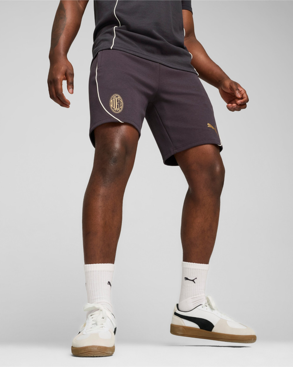 Ac Milan Puma Pantaloncini Shorts Grigio 2024 25 Cotone Casuals - Imagen 10 de 13